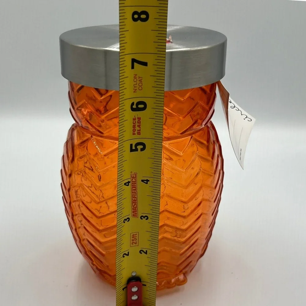 Circleware Owl Glass Canister Unisex OS Amber Orange Brand New 42oz Embossed